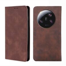 Custodia per telefono in pelle magnetica per Xiaomi 13 Ultra 5G Skin Feel (marrone scuro)