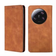 Custodia per telefono in pelle magnetica per Xiaomi 13 Ultra 5G Skin Feel (marrone chiaro)