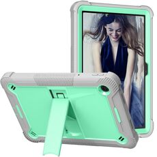 Custodia per tablet PC ibrido in silicone antiurto per TCL Tab 10 5G con supporto (verde menta + grigio)