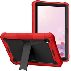 Per TCL Tab 10 5G Custodia per tablet PC ibrido in silicone antiurto con supporto (nero + rosso)