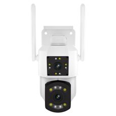 ESCAM PT210 2x3MP Dual Lens Monitor a doppio schermo Supporto telecamera WiFi Rilevamento voce e movimento bidirezionale e archiviazione cloud (spina americana)