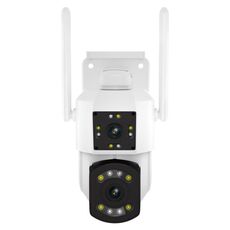 ESCAM PT210 2x3MP Dual Lens Monitor a doppio schermo Supporto telecamera WiFi Rilevamento voce e movimento bidirezionale e archiviazione cloud (spina UK)