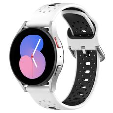 Per Huawei Watch GT3 Pro 43mm 20mm Cinturino in silicone bicolore traspirante (bianco + nero)