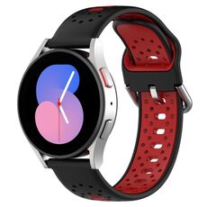 Per Huawei Watch GT3 Pro 43mm 20mm Cinturino in silicone bicolore traspirante (nero + rosso)