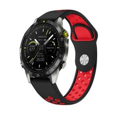 Per Garmin MARQ Athlete Gen 2 22mm Cinturino sportivo in silicone traspirante (nero + rosso)