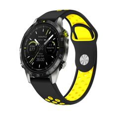 Per Garmin MARQ Athlete Gen 2 22mm Cinturino sportivo in silicone traspirante (nero + giallo)