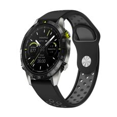 Per Garmin MARQ Athlete Gen 2 22mm Cinturino sportivo in silicone traspirante (nero + grigio)