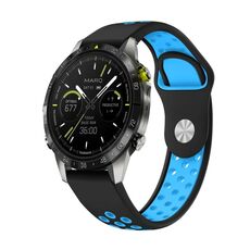 Per Garmin MARQ Athlete Gen 2 22mm Cinturino sportivo in silicone traspirante (nero + blu)