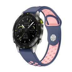 Per Garmin MARQ Athlete Gen 2 22mm Cinturino sportivo in silicone traspirante (blu notte + rosa)