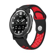 Per Garmin Instinct Crossover 22mm Cinturino sportivo in silicone traspirante (nero + rosso)
