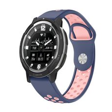 Per Garmin Instinct Crossover 22mm Cinturino sportivo in silicone traspirante (blu notte + rosa)