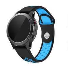 Per Garmin Instinct Crossover Solar 22mm Cinturino sportivo in silicone traspirante (nero + blu)