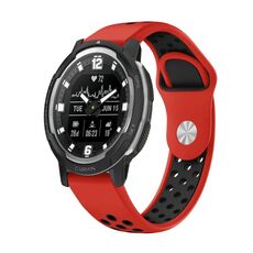 Per Garmin Instinct Crossover Solar 22mm Cinturino sportivo in silicone traspirante (rosso + nero)