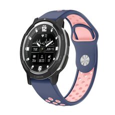 Per Garmin Instinct Crossover Solar 22mm Cinturino sportivo in silicone traspirante (blu notte + rosa)