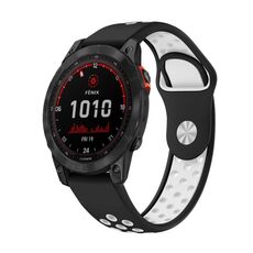 Per Garmin Fenix 7 Solar 22mm Cinturino sportivo in silicone traspirante (nero + bianco)