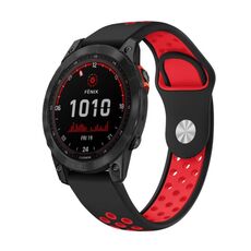 Per Garmin Fenix 7 Solar 22mm Cinturino sportivo in silicone traspirante (nero + rosso)