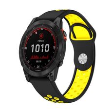 Per Garmin Fenix 7 Solar 22mm Cinturino sportivo in silicone traspirante (nero + giallo)