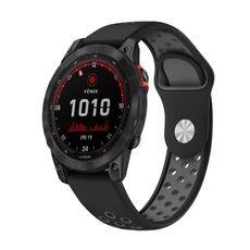 Per Garmin Fenix 7 Solar 22mm Cinturino sportivo in silicone traspirante (nero + grigio)