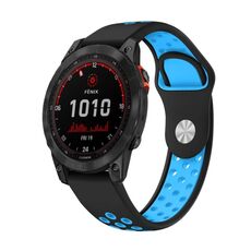 Per Garmin Fenix 7 Solar 22mm Cinturino sportivo in silicone traspirante (nero + blu)