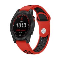 Per Garmin Fenix 7 Solar 22mm Cinturino sportivo in silicone traspirante (rosso + nero)