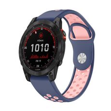 Per Garmin Fenix 7 Solar 22mm Cinturino sportivo in silicone traspirante (blu notte + rosa)