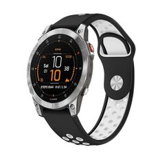 Per cinturino sportivo in silicone traspirante Garmin EPIX Gen 2 22mm (nero + bianco)