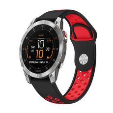 Per cinturino sportivo in silicone traspirante Garmin EPIX Gen 2 22mm (nero + rosso)