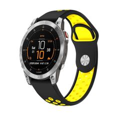 Per cinturino sportivo in silicone traspirante Garmin EPIX Gen 2 22mm (nero + giallo)