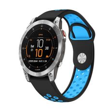 Per cinturino sportivo in silicone traspirante Garmin EPIX Gen 2 22mm (nero + blu)