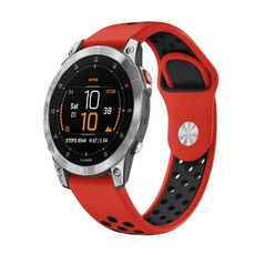 Per cinturino sportivo in silicone traspirante Garmin EPIX Gen 2 22mm (rosso + nero)