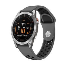 Per cinturino sportivo in silicone traspirante Garmin EPIX Gen 2 22mm (grigio + nero)