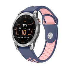 Per cinturino sportivo in silicone traspirante Garmin EPIX Gen 2 22mm (blu notte + rosa)