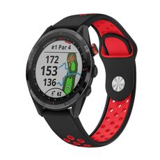 Per Garmin Approach S62 Cinturino sportivo in silicone traspirante da 22 mm (nero + rosso)