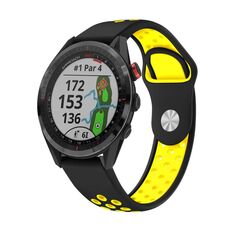 Per Garmin Approach S62 Cinturino sportivo in silicone traspirante da 22 mm (nero + giallo)