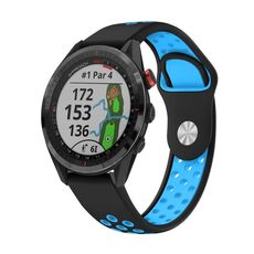 Per Garmin Approach S62 Cinturino sportivo in silicone traspirante da 22 mm (nero + blu)
