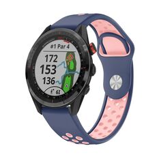 Per Garmin Approach S62 Cinturino sportivo in silicone traspirante da 22 mm (blu notte + rosa)