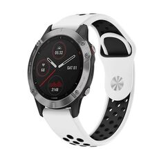 Per Garmin Fenix 6 GPS 22mm Cinturino sportivo in silicone traspirante (bianco + nero)