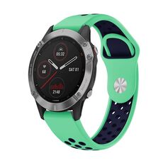Per Garmin Fenix 6 GPS 22mm Cinturino sportivo in silicone traspirante (verde menta + blu notte)