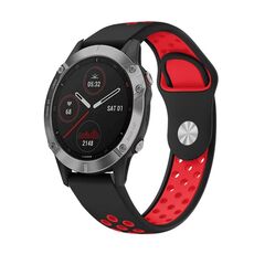 Per Garmin Fenix 6 GPS 22mm Cinturino sportivo in silicone traspirante (nero + rosso)