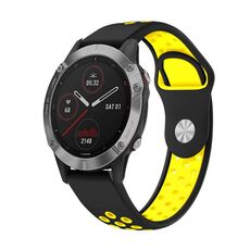 Per Garmin Fenix 6 GPS 22mm Cinturino sportivo in silicone traspirante (nero + giallo)