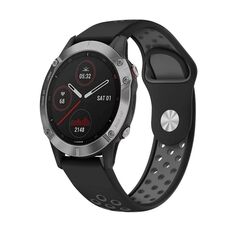 Per Garmin Fenix 6 GPS 22mm Cinturino sportivo in silicone traspirante (nero + grigio)