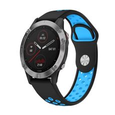 Per Garmin Fenix 6 GPS 22mm Cinturino sportivo in silicone traspirante (nero + blu)