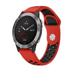 Per Garmin Fenix 6 GPS 22mm Cinturino sportivo in silicone traspirante (rosso + nero)