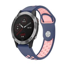 Per Garmin Fenix 6 GPS 22mm Cinturino sportivo in silicone traspirante (blu notte + rosa)