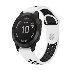 Per Garmin Fenix 6 Pro GPS 22mm Cinturino sportivo in silicone traspirante (bianco + nero)