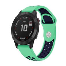 Per Garmin Fenix 6 Pro GPS 22mm Cinturino sportivo in silicone traspirante (verde menta + blu notte)
