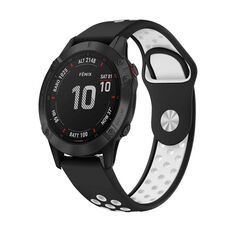 Per Garmin Fenix 6 Pro GPS 22mm Cinturino sportivo in silicone traspirante (nero + bianco)