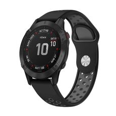 Per Garmin Fenix 6 Pro GPS 22mm Cinturino sportivo in silicone traspirante (nero + grigio)