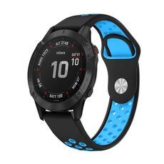 Per Garmin Fenix 6 Pro GPS 22mm Cinturino sportivo in silicone traspirante (nero + blu)