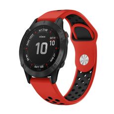 Per Garmin Fenix 6 Pro GPS 22mm Cinturino sportivo in silicone traspirante (rosso + nero)
